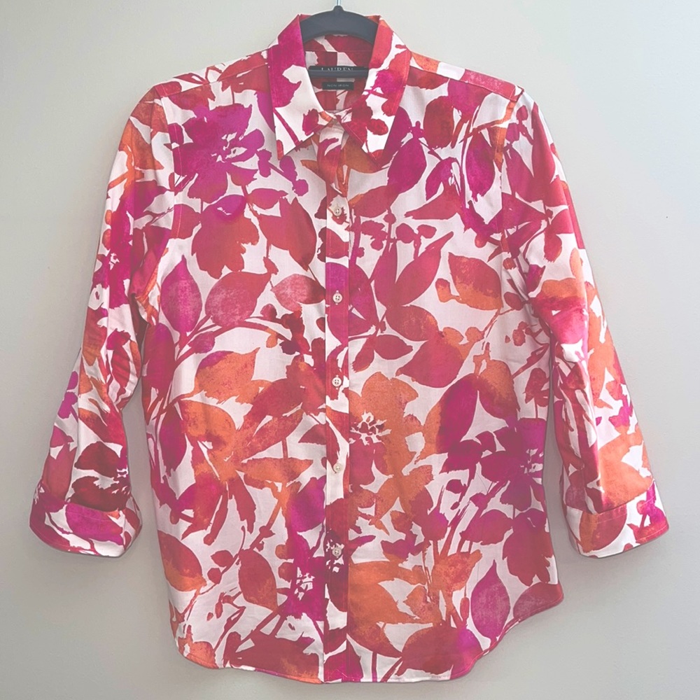 LAUREN Ralph Lauren Button Down 3/4 Sleeves Shirt